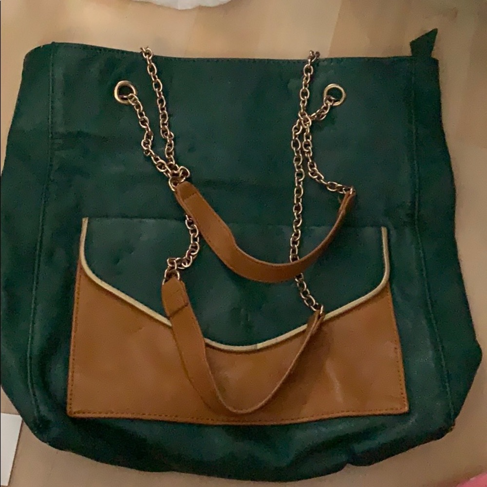 Green leather bag